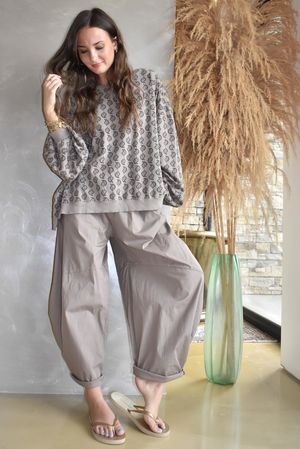 Indira Lantern Sleeve Sweatshirt Mocha & Choc